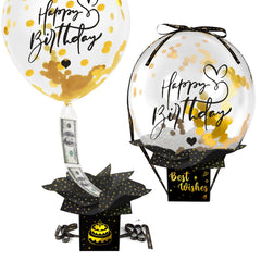 UQM Upgraded Birthday Money Box with pull balloon for a wow moment.
