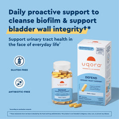 Closeup of Uqora Defend capsules for easy daily dosing.