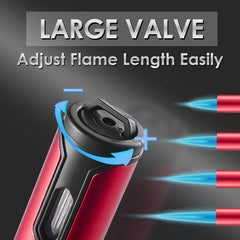 Flame adjustment and turbo nozzle close-up on Urgrette lighter