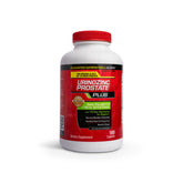 Urinozinc Plus bottle label highlights ingredients for prostate support.