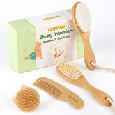 URMYWO baby brush and comb set full wooden kit for gentle grooming