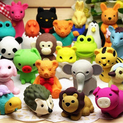 URSKYTOUS 60Pcs Animal Erasers puzzle pack, colorful desk pets for kids.