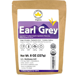 US Wellness Naturals Earl Grey tea leaves close-up, bold morning boost.