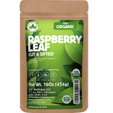 US Wellness Naturals Raspberry Leaf Tea in 16oz pouch with wild-harvest leaves for rich flavor.