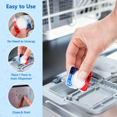 USKICH dishwasher pods target deep-clean in tub and racks to remove grime.