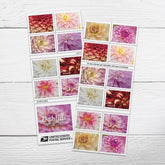 USPS Dahlias Forever book cover shows colorful petals in natural light