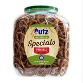 Utz Sourdough Specials Pretzels in a 63 oz barrel, ideal bulk snacking.