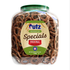 Utz Sourdough Specials Pretzels in a 63 oz barrel, ideal bulk snacking.