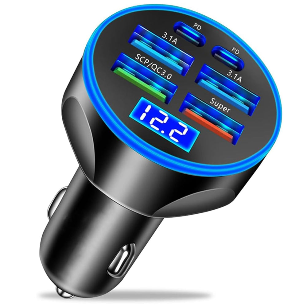 UYUXIO 6in1 car charger ports enabling multi-device charging on the go.