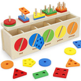 V-Opitos color-shape sorter box wooden promotes early color and shape recognition.