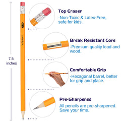 V-Opitos hexagonal pencil body for comfortable grip and stability.