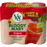 V8 Bloody Mary Mix six-pack can front view for quick brunch cocktails
