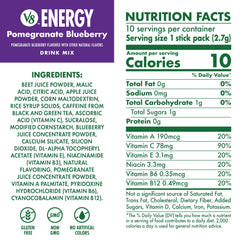 V8 Energy Pomegranate Blueberry powder mix dissolving easily in water.