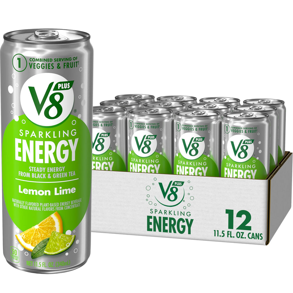 V8 +SPARKLING ENERGY Lemon Lime can with real juice blend for a refreshing lift