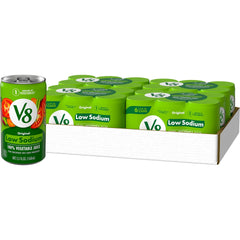 V8 Low Sodium can front view, eight-vegetable blend for daily nutrition.