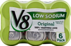V8 Original can with nutrition panel visible showing vitamins A and C