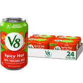 V8 Spicy Hot vegetable juice can front view, ready-to-enjoy veggie boost