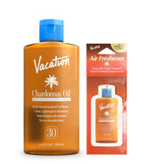Vacation Chardonnay Oil SPF 30 bottle pour for on-the-go hydration.
