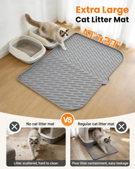 Vacqueen waterproof mat with 0.7-inch border to contain spills on grey flooring.