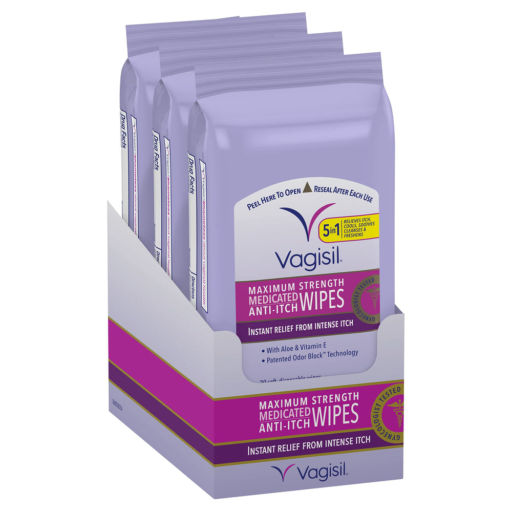 Vagisil Wipes pack of 3 offering convenient on-the-go itch relief