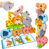 Vaiheng wooden animal blocks: giraffe block for stacking and color learning.