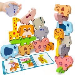Vaiheng wooden animal blocks: giraffe block for stacking and color learning.
