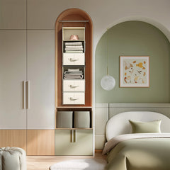 Vailando closet organizer with drawers keeps outfits tidy.