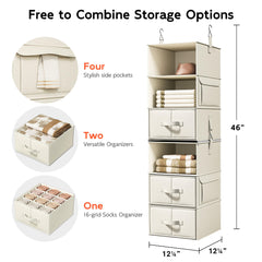 Vailando separable units adapt to closet height and space.