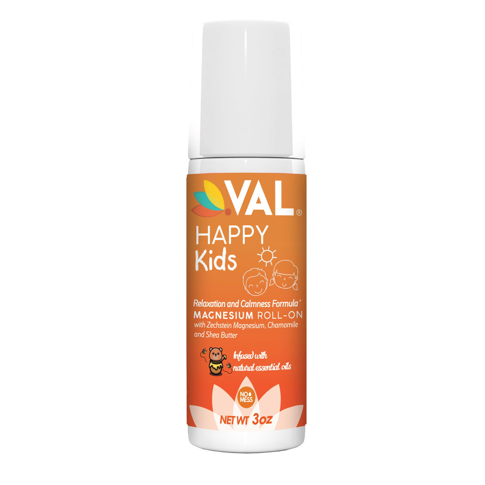VAL Magnesium Roll-On for Kids bottle; easy daily use for gentle skin application.