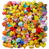 ValenLyra 100-pack rubber ducks in a bag for bath time fun.