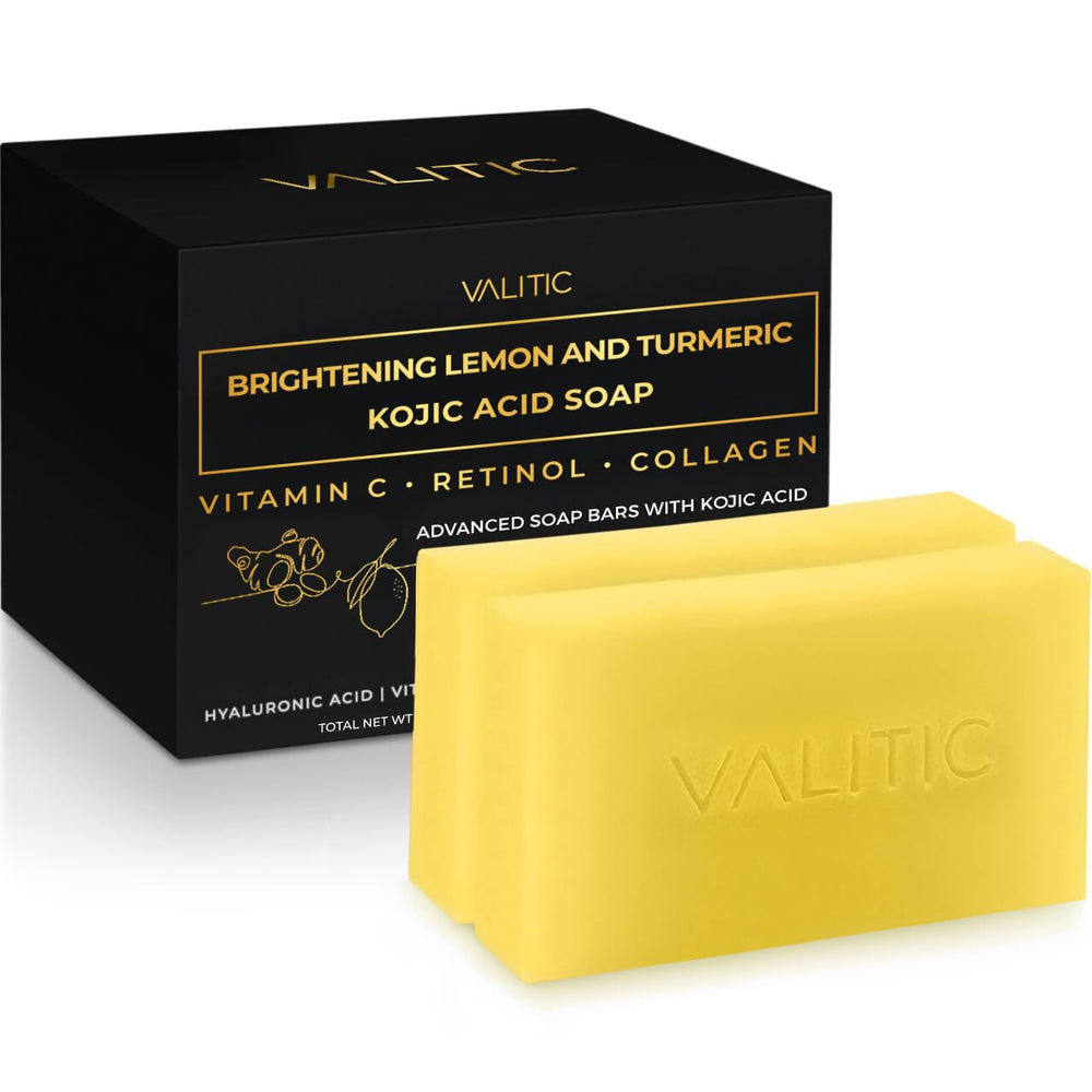 VALITIC Brightening Lemon & Turmeric Kojic Soap bar for a brighter, even complexion.