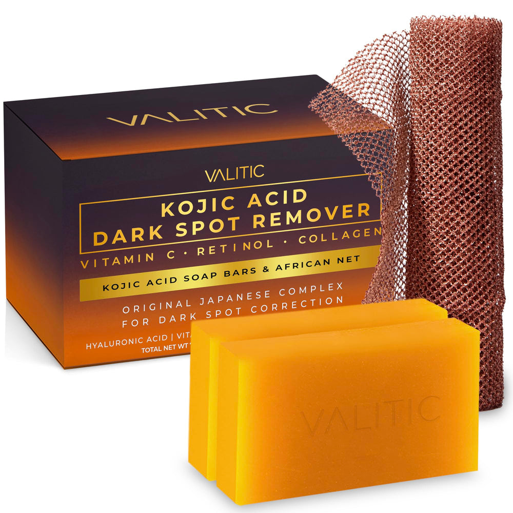 VALITIC Kojic Acid Dark Spot Soap pack for even-toned skin and brightening.
