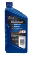 Valvoline Daily Protection label closeup highlighting additives for cleanliness.