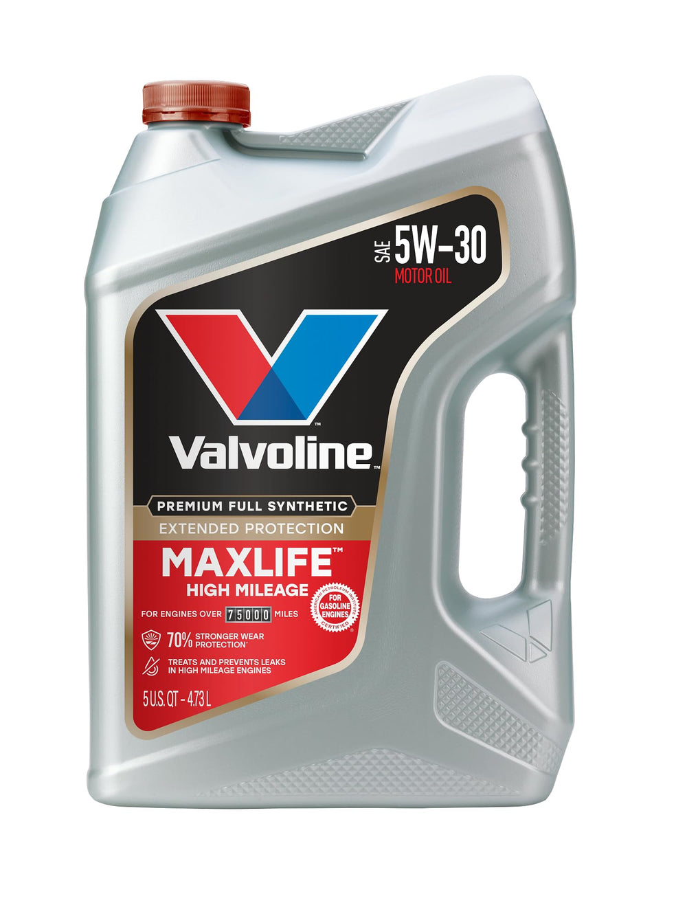 Valvoline MaxLife Extended Protection 5W-30 bottle demonstrates high-mileage lubrication