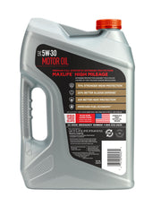 Valvoline MaxLife Extended Protection 5W-30 label highlights seal conditioners