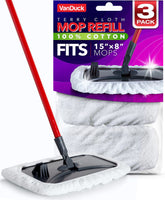 VanDuck cotton terry mop pads 15x8 inches for effective floor cleaning.