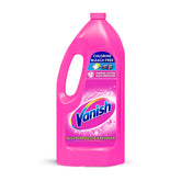 Vanish pink stain remover bottle front shows color-safe stain removal in action