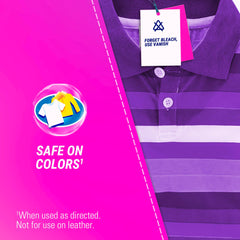 Vanish pink stain remover applied to fabric area with visible lift