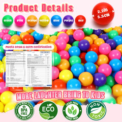 Vanland ball pit balls 2.2 inch diameter for tiny hands and easy grasp.