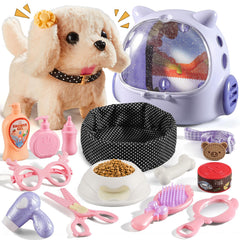 Vanvimen robot dog backpack playset supports portable pretend pet care.