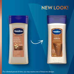 Vaseline Cocoa Radiant body oil being applied to skin for radiant moisture