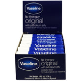 Vaseline Lip Original 12-pack box front for on-the-go hydration.