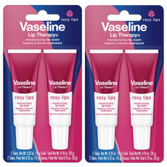 Vaseline Lip Therapy Rosy Lips tube front view shows moisturizing balm for daily hydration.