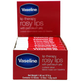 Vaseline Lip Therapy Rosy stick closeup showing rosy glow and hydration