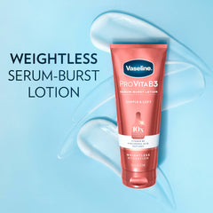 Water drops on skin demonstrate instant absorption from serum-burst texture