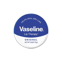 Vaseline Lip Therapy Tin Original—front view of the three-pack for on-the-go moisture.