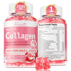 Vazatisi Collagen Gummies bottle front for daily beauty support.