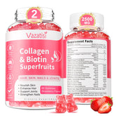 Vazatisi collagen gummies strawberry bottle for daily skin and hair support