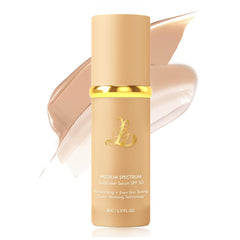 VBEYD Foundation 4 in 1 color-changing bottle showing shade-matching capability and SPF protection.