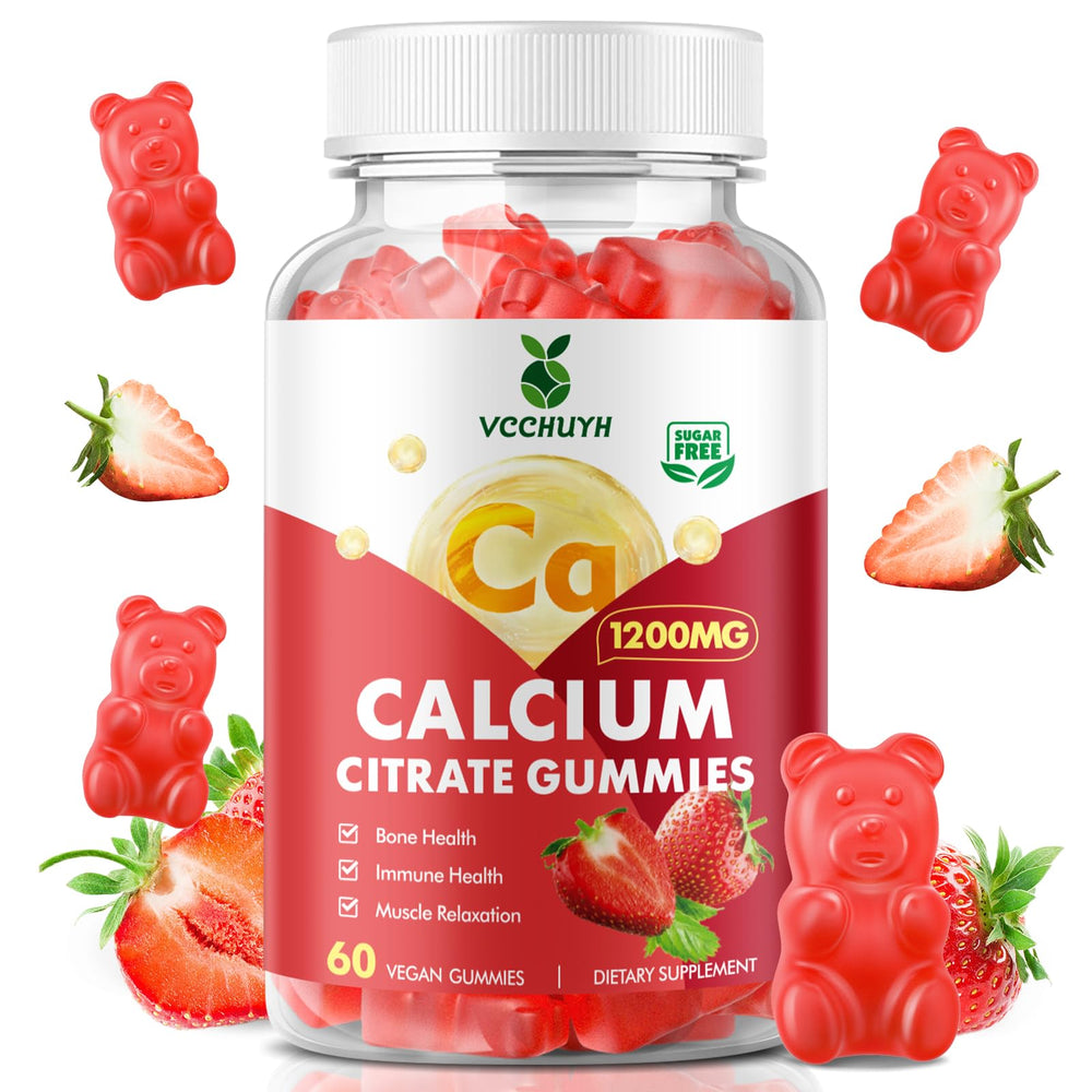 VCCHUYH calcium citrate gummies bottle shows 1200mg daily support